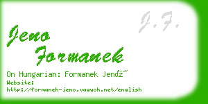 jeno formanek business card